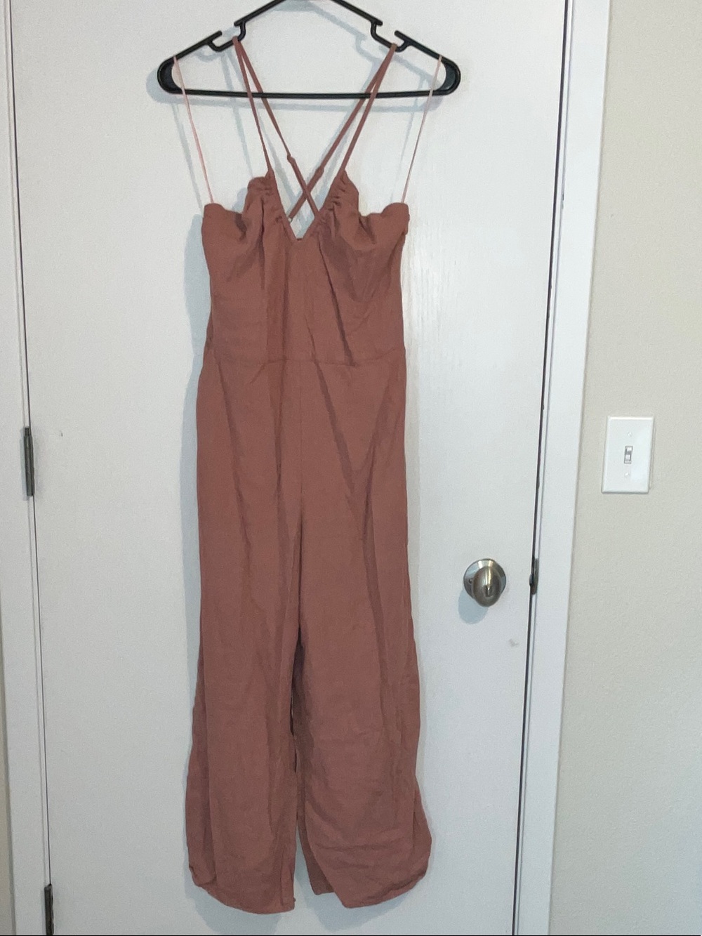 Abercrombie & Fitch Mauve-Rust Wide-Leg Spaghetti Strap Jumpsuit